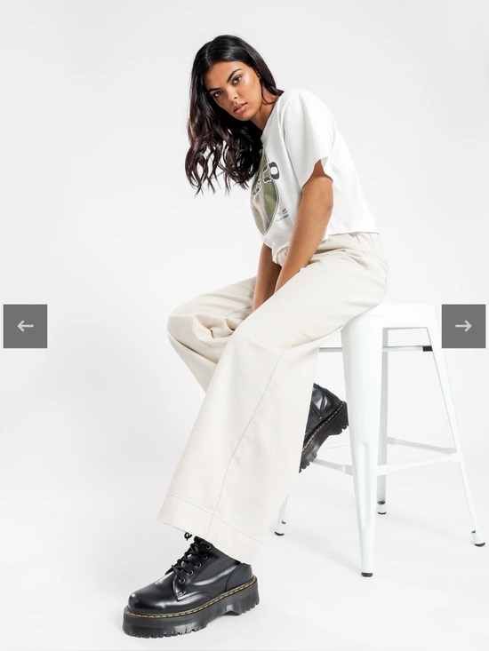 Thrills Denim - Thrills Chloe Jeans in Vintage Bone / Wide Leg High-Rise Pants in Light Beige 4